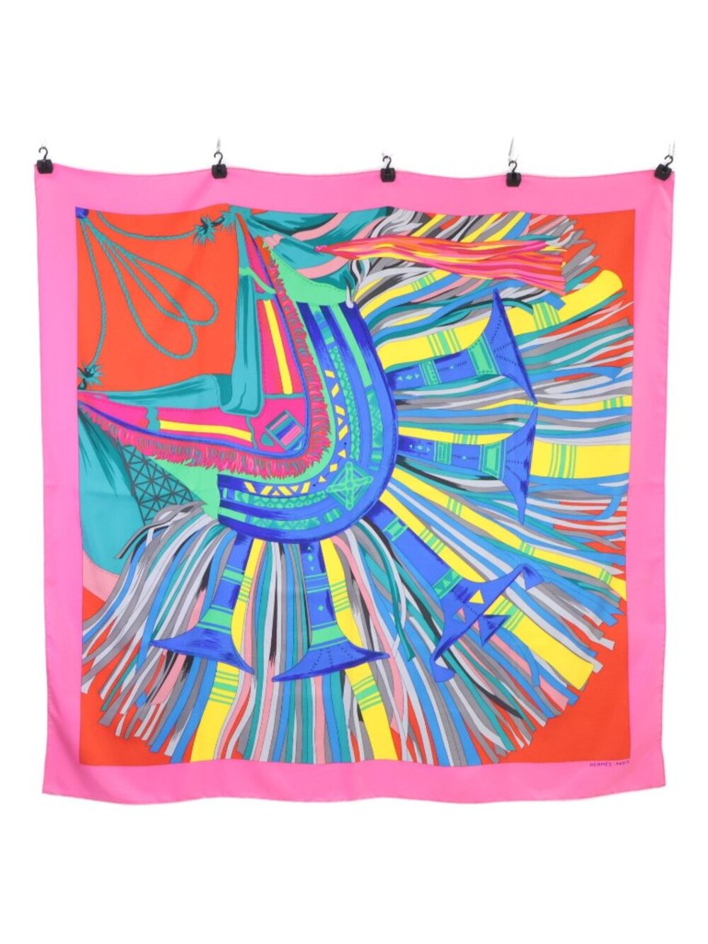 Hermes Cuirs du Desert Leather Ornament Silk Carre Scarf